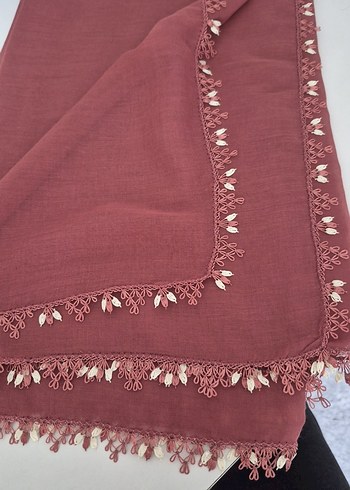 gül kurusu iğne oyası tülbent - Görsel 6