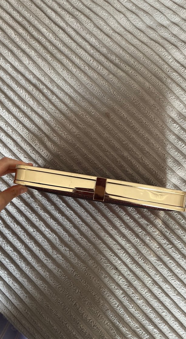 Bordo Parlak Yılan Desenli Vintage Kadın Portföy - Görsel 2