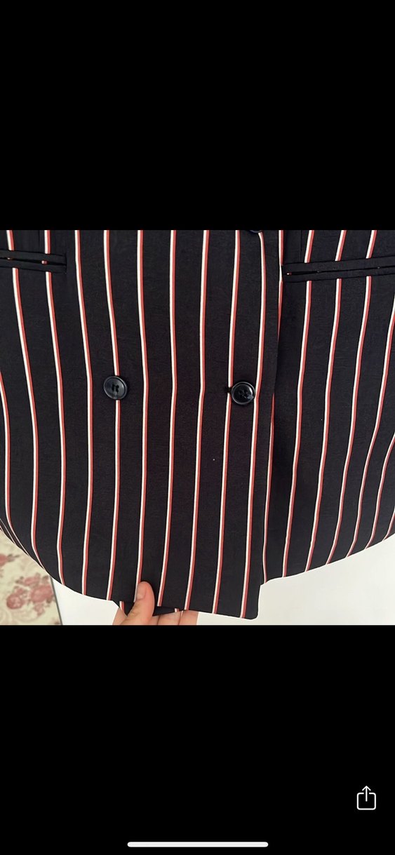 Çizgili Uzun Kadın Blazer Ceket - Görsel 2