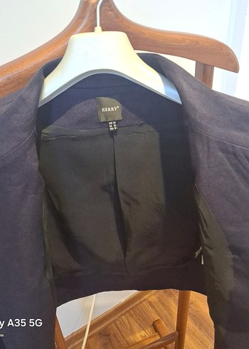 Lacivert keten Mini Kadın Blazer Ceket - Görsel 5