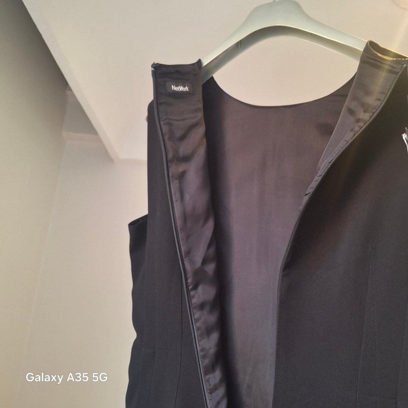 Kemerli Siyah Uzun Kolless Kadın Elbise - Görsel 3