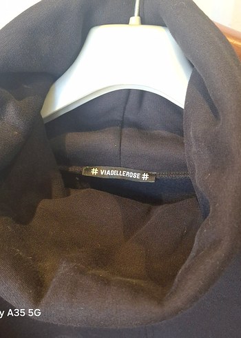 Siyah Boğazlı Uzun Tunik / Elbise  Rahat Kesim - Görsel 2