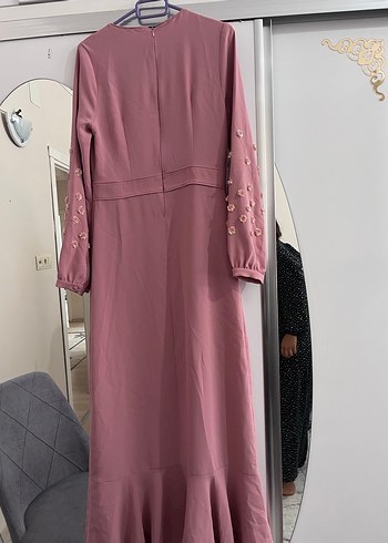 Nakış İşlemeli Pembe Uzun Kollu Elbise