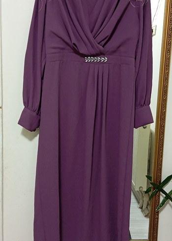 lila  Drapeli Uzun Kadın Elbise - Görsel 2