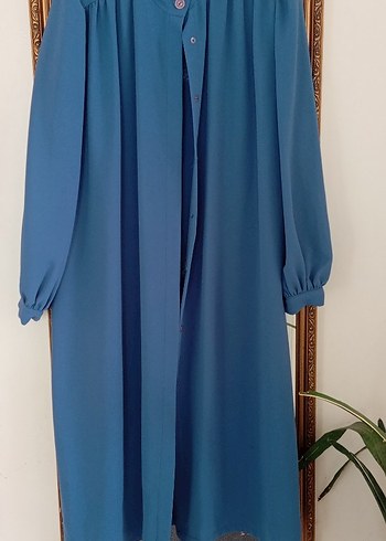 Uzun Kollu Mavi Bohem Kadın Elbise - Görsel 2