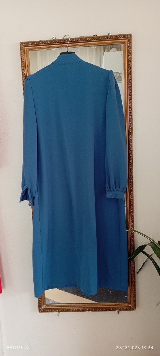 Uzun Kollu Mavi Bohem Kadın Elbise - Görsel 3