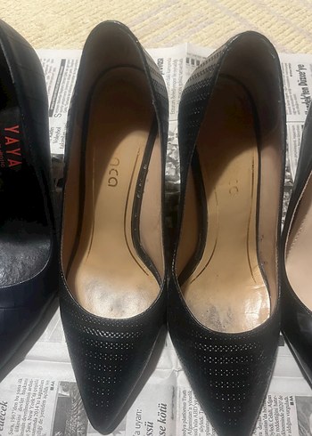 Yılan Desenli Siyah Blok Topuklu Stiletto - Görsel 3