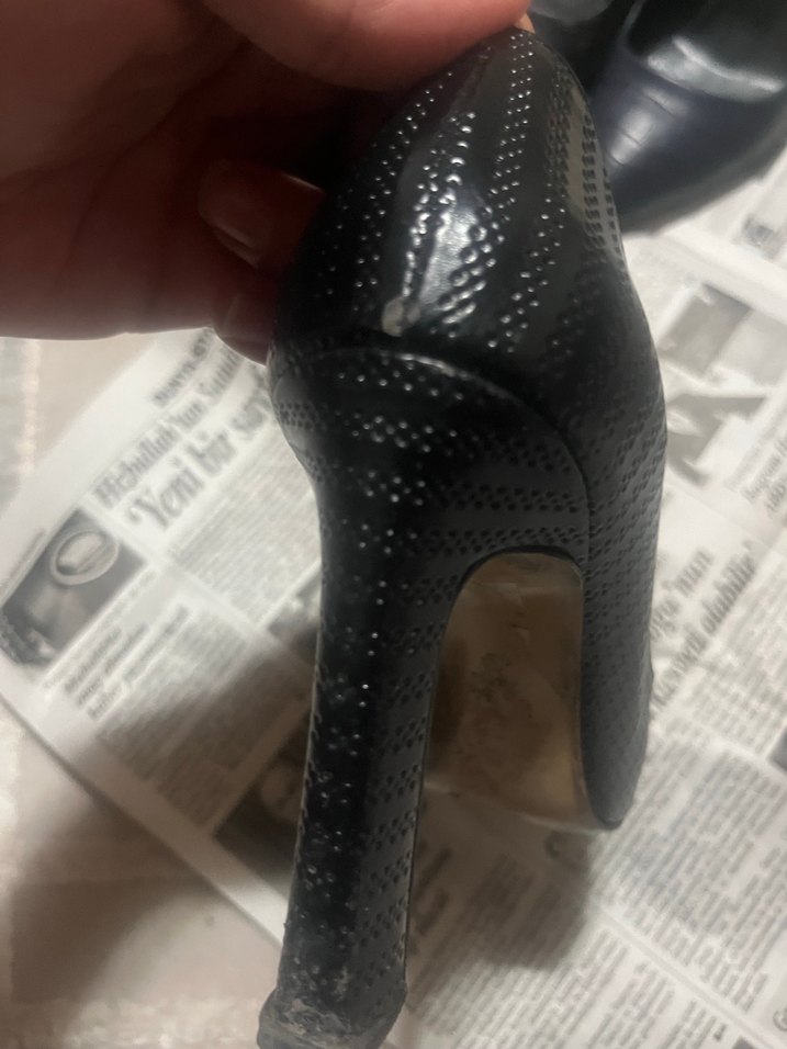 Yılan Desenli Siyah Blok Topuklu Stiletto - Görsel 4