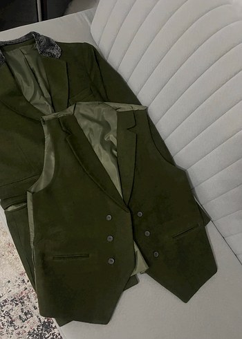 Düğmeli Erkek Kaban-Yelek Takım Kürk Yakalı - Görsel 4