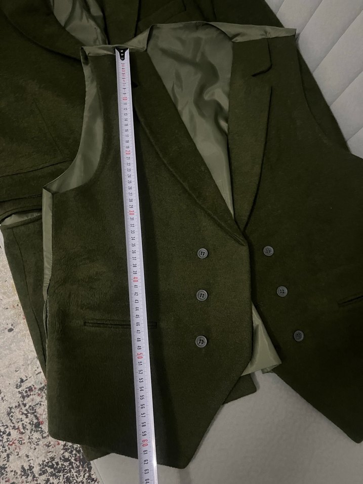 Düğmeli Erkek Kaban-Yelek Takım Kürk Yakalı - Görsel 5