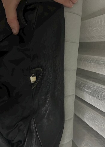 Siyah Deri Erkek Midi Uzunluk Ceket - Görsel 4