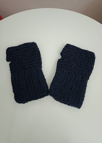 Siyah Örgü Parmaksız Kadın Eldiveni - Görsel 4