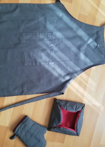 Gri Mutfak Önlüğü ve Aksesuar Seti - Görsel 2