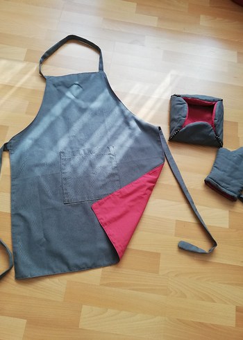 Gri Mutfak Önlüğü ve Aksesuar Seti - Görsel 4