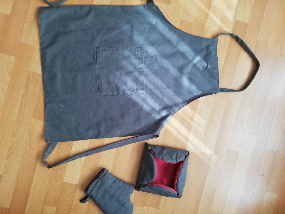 Gri Mutfak Önlüğü ve Aksesuar Seti - Görsel 2