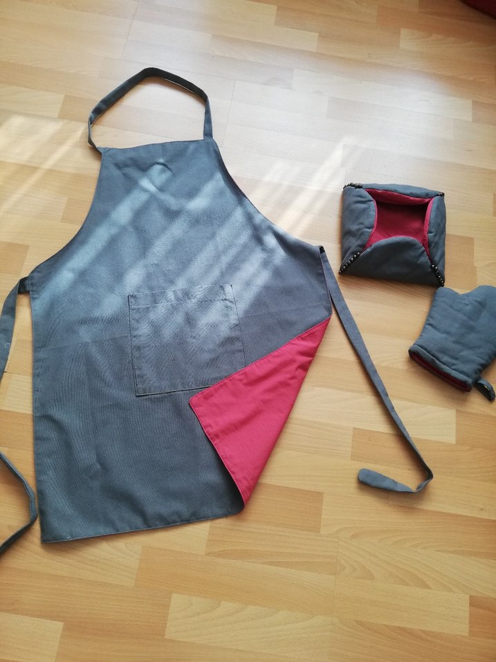 Gri Mutfak Önlüğü ve Aksesuar Seti - Görsel 4