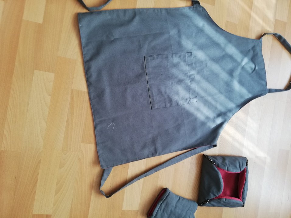 Gri Mutfak Önlüğü ve Aksesuar Seti - Görsel 3