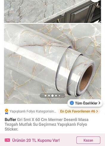 Yapışkanlı Mermer Desenli Folyo Kağıdı 