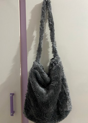 Gri Kürklü Kadın Çanta - Görsel 2