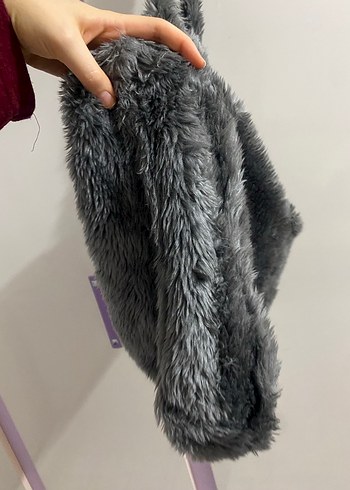 Gri Kürklü Kadın Çanta - Görsel 3