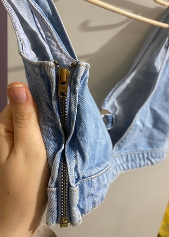Mavi Denim Düğmeli V Yaka Kadın Büstiyer - Görsel 3