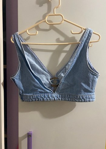 Mavi Denim Düğmeli V Yaka Kadın Büstiyer - Görsel 4