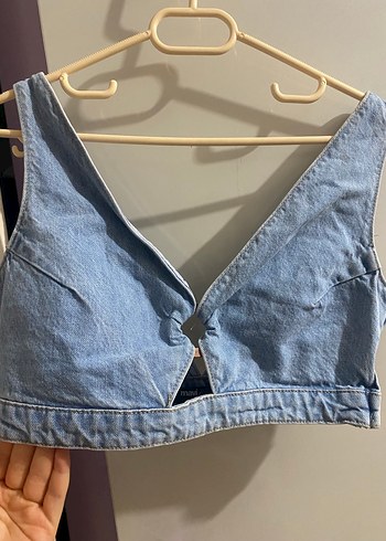 Mavi Denim Düğmeli V Yaka Kadın Büstiyer - Görsel 2