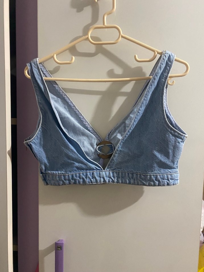 Mavi Denim Düğmeli V Yaka Kadın Büstiyer - Görsel 4