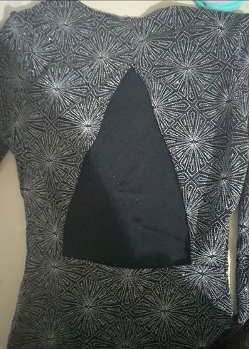 Gri Desenli simli parlak gece elbisesi - Görsel 2