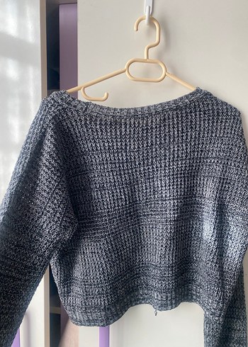 Gri Örgü Kadın Triko Kazak - Görsel 4