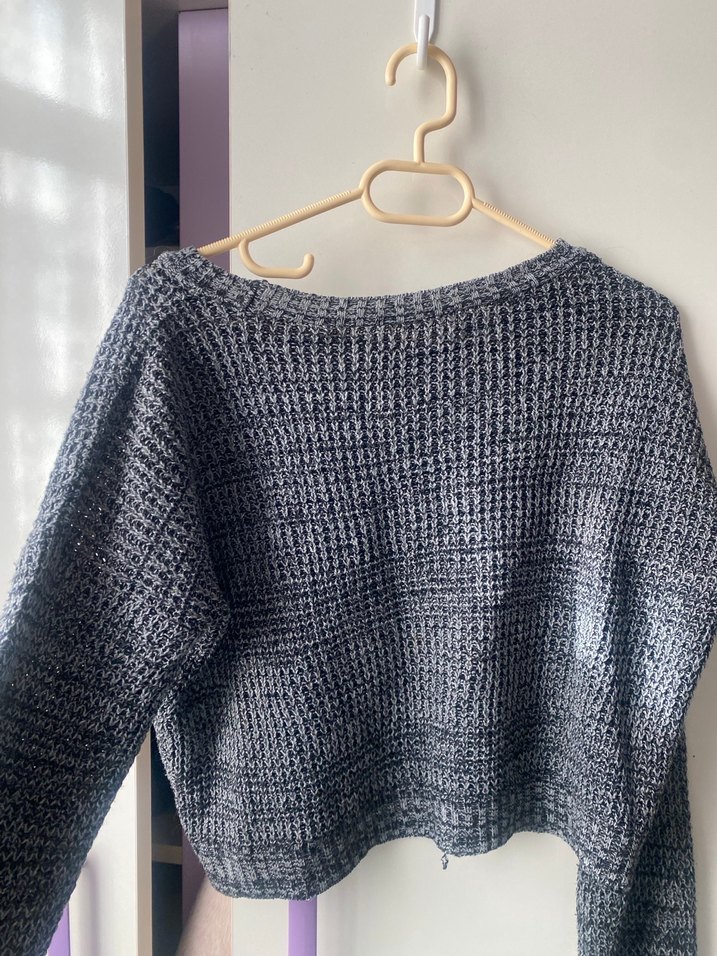 Gri Örgü Kadın Triko Kazak - Görsel 4