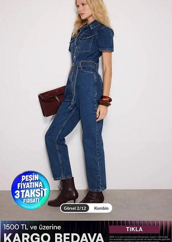 Kadın Denim Regular Fit Tulum milla mark - Görsel 2