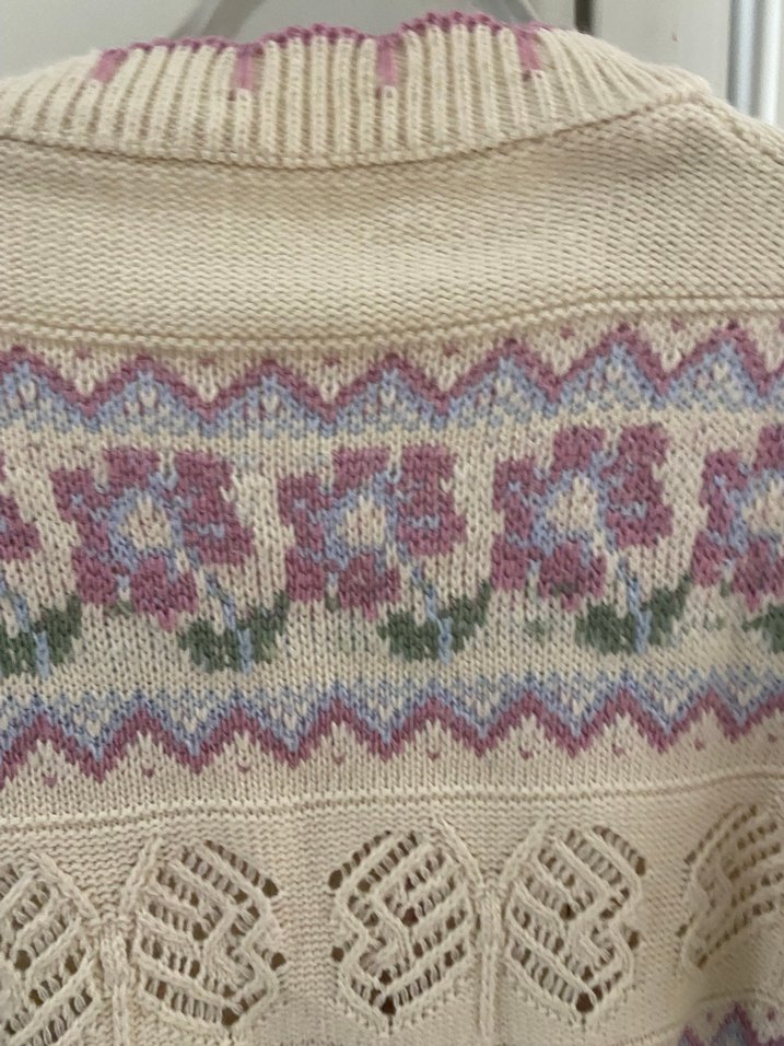 Renkli Vintage V Yaka Örgü Hırka - Görsel 5