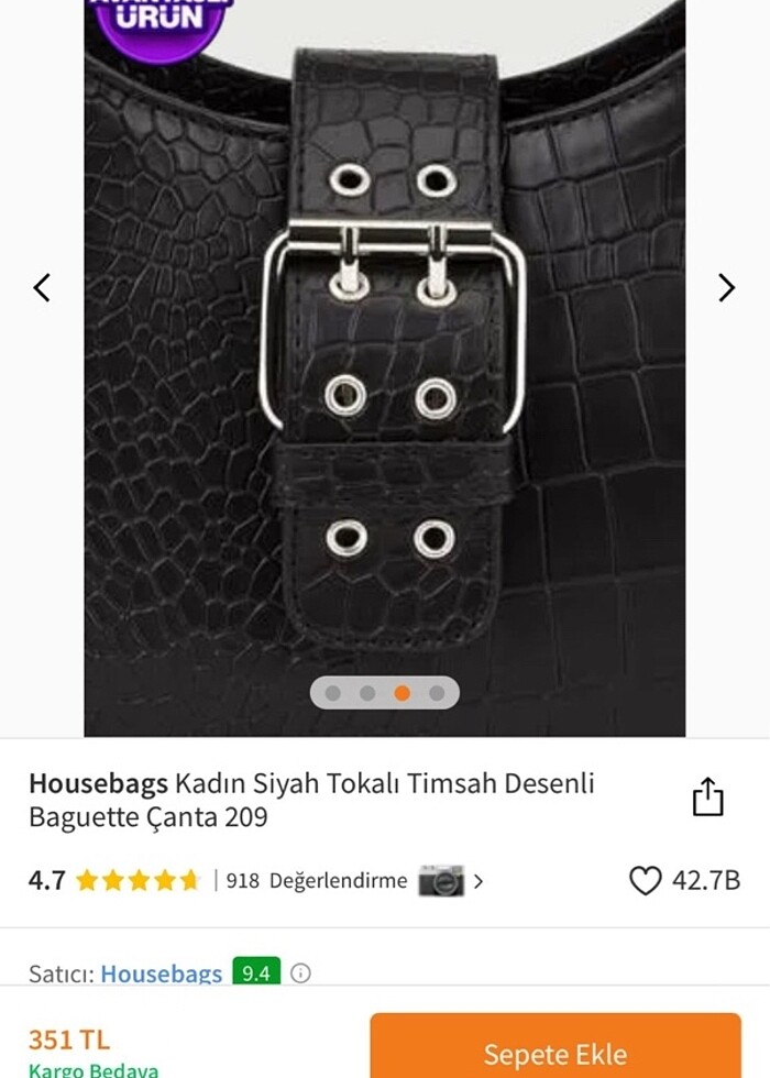 siyah kemerli baget housebags çanta - Görsel 2