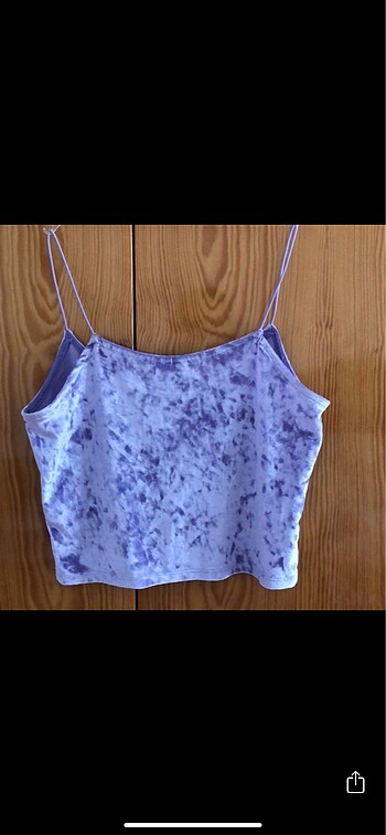 s Beden mor Renk H&M kadife askılı bluz