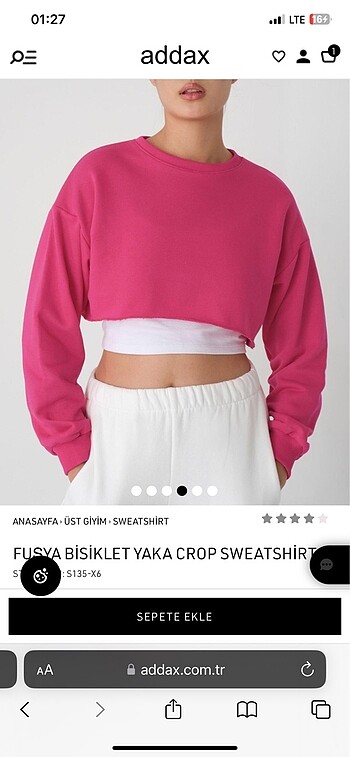 addax fuşya ceop sweatshirt