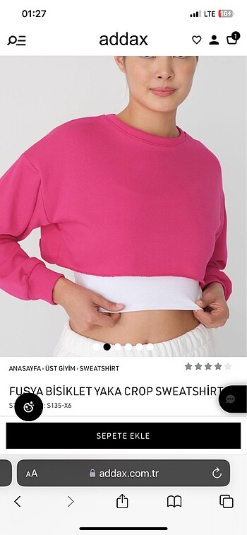Addax addax fuşya ceop sweatshirt