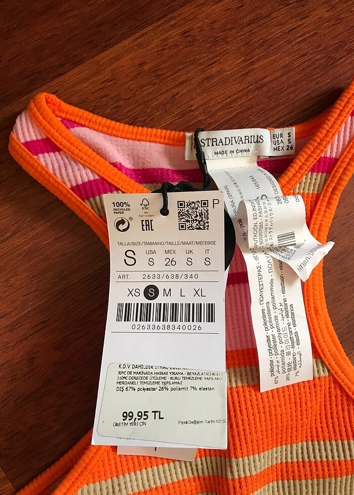 stradivarius çok renkli top s beden - Görsel 3