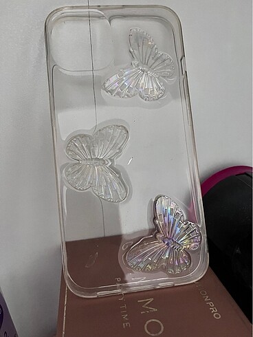 bershka kelebekli holografik telefon kılıfı iph 13/13 pro uyumlu - Görsel 2
