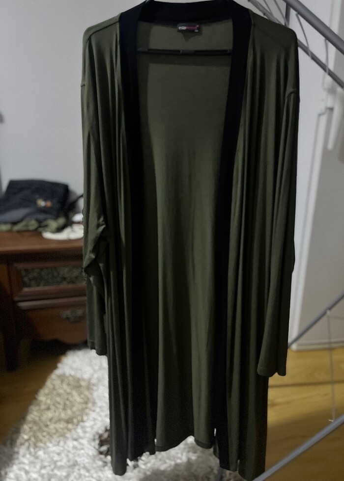 haki rengi 56 beden  penye yazlık tunik ceket - Görsel 3