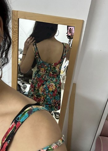 Çiçek Desenli  Mini Elbise - Görsel 3