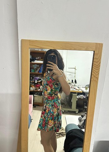 Çiçek Desenli  Mini Elbise - Görsel 2