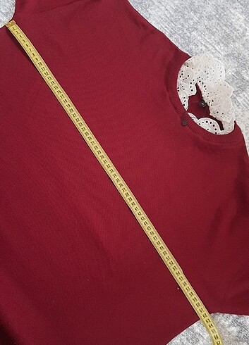 xl Beden bordo Renk Fisto yaka detaylı uzun bordo triko elbise