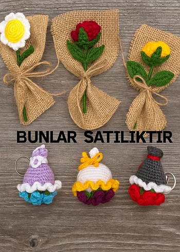 Bohem Tarzda El Yapımı Çiçek ve Anahtarlık Seti