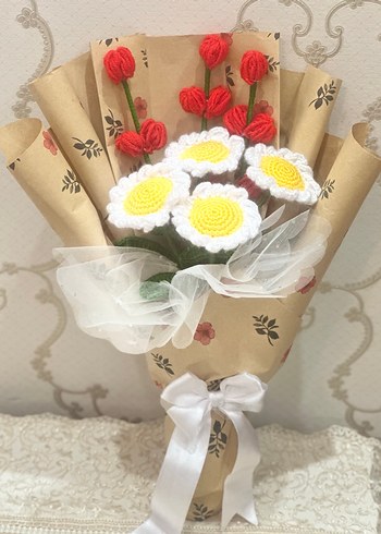 Bohem Örgü Çiçek Buketi - Görsel 4