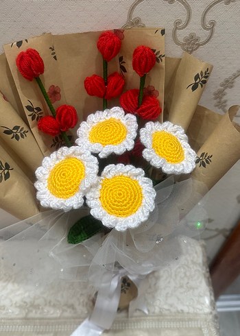 Bohem Örgü Çiçek Buketi - Görsel 3