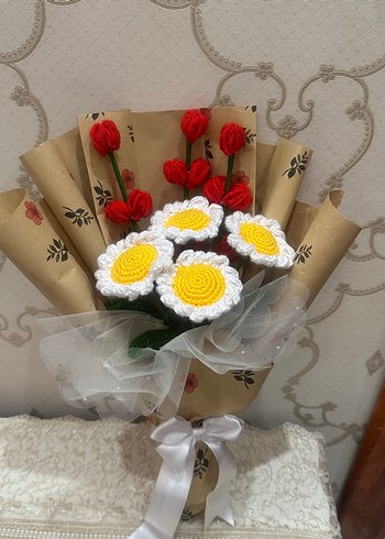 Bohem Örgü Çiçek Buketi - Görsel 2