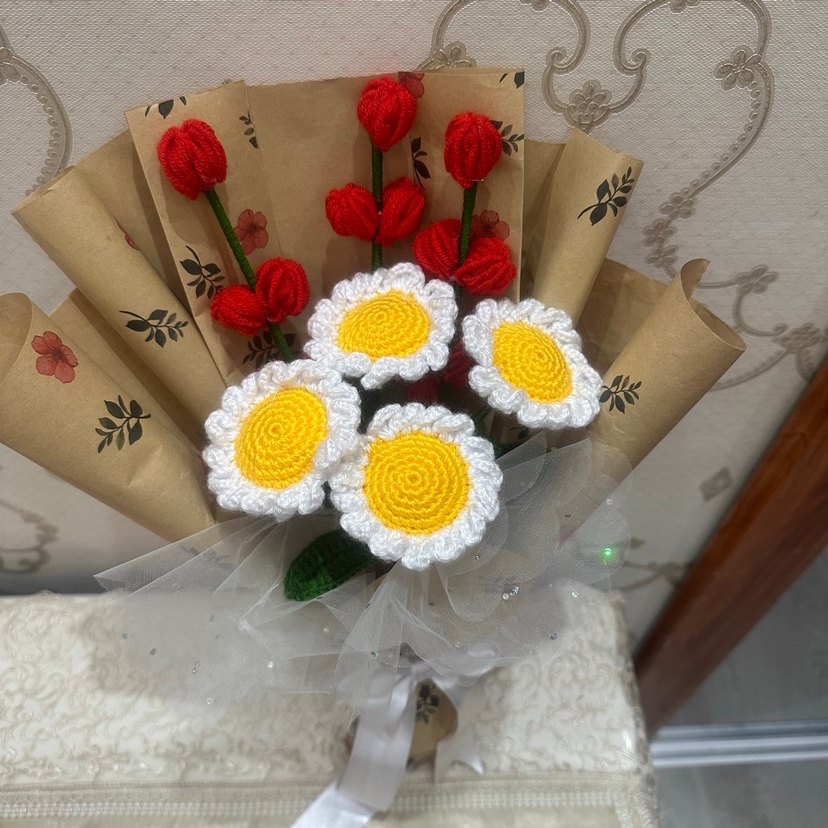 Bohem Örgü Çiçek Buketi - Görsel 3