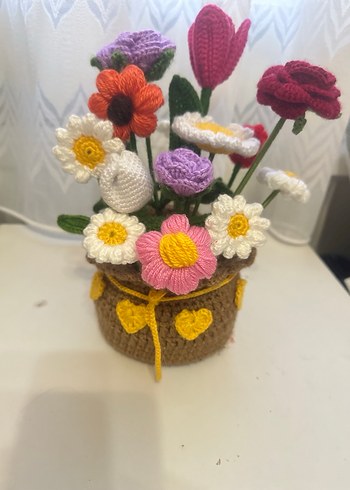 Renkli Örgü Bohem Çiçek Aranjmanı - Görsel 6