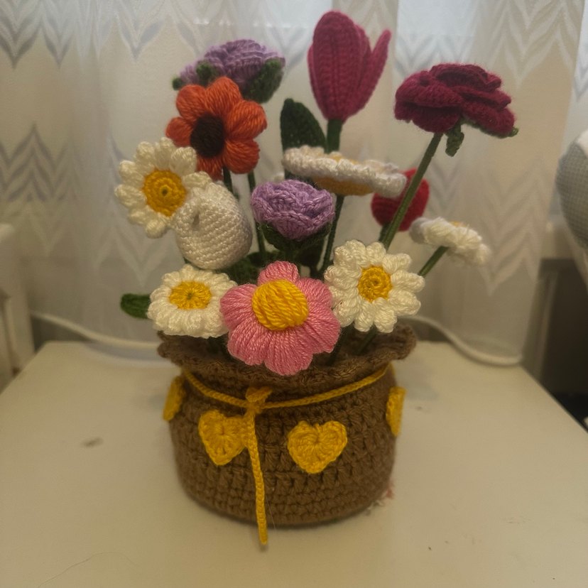 Renkli Örgü Bohem Çiçek Aranjmanı - Görsel 4